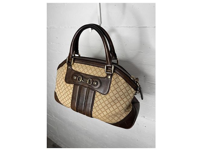 Borsa Catherine Horsebit in Diamante Gucci Marrone Beige - vista 3