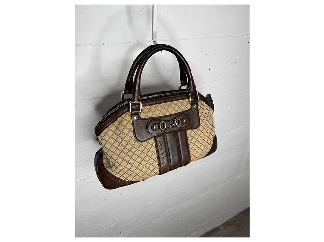 Borsa Catherine Horsebit in Diamante Gucci Marrone Beige - vista 4