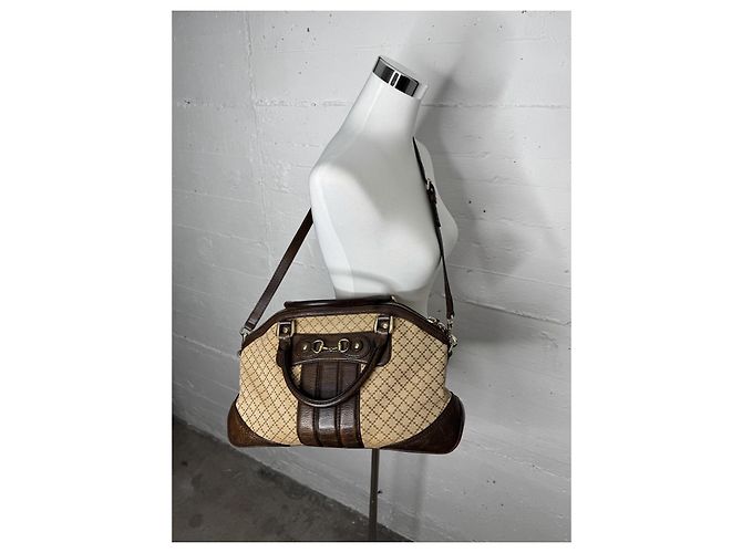 Borsa Catherine Horsebit in Diamante Gucci Marrone Beige - vista 5