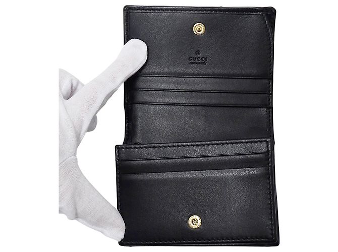 Portafoglio bi-fold Gucci GG Marmont in pelle nera - vista 4