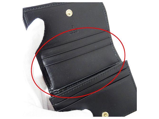 Portafoglio bi-fold Gucci GG Marmont in pelle nera - vista 7