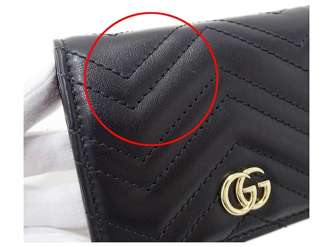 Portafoglio bi-fold Gucci GG Marmont in pelle nera - vista 8