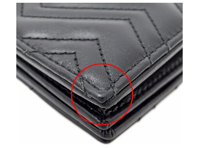 Portafoglio bi-fold Gucci GG Marmont in pelle nera - vista 9