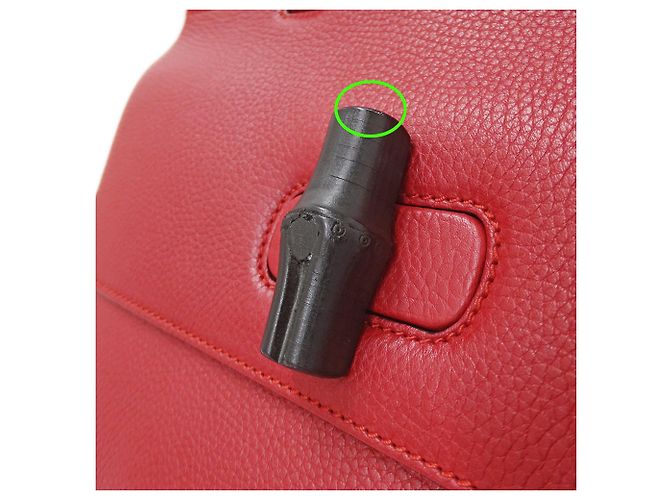 Borsa in pelle Gucci Bamboo Rosso - vista 10