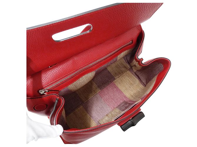 Borsa in pelle Gucci Bamboo Rosso - vista 5