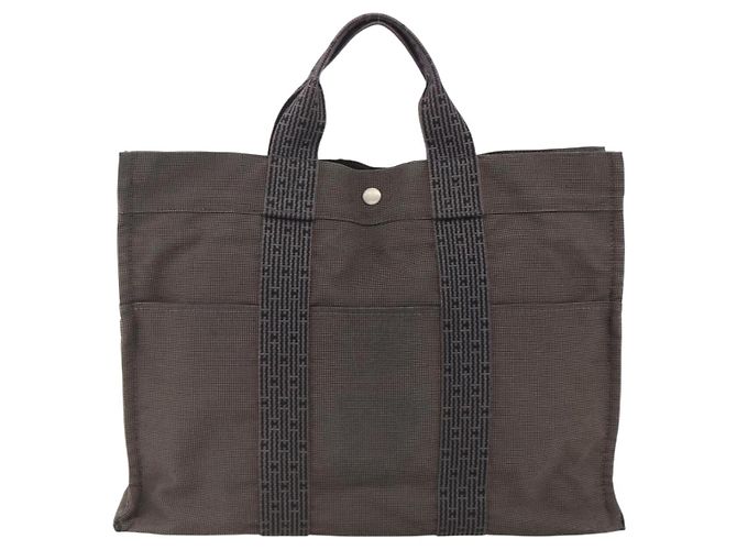 Hermès HERMES Handtasche Her Line MM Canvas Grau Silber Auth BAZ866 Braun - Ansicht 2