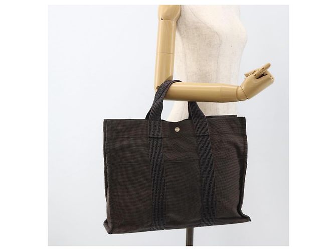 Hermès HERMES Handtasche Her Line MM Canvas Grau Silber Auth BAZ866 Braun - Ansicht 20