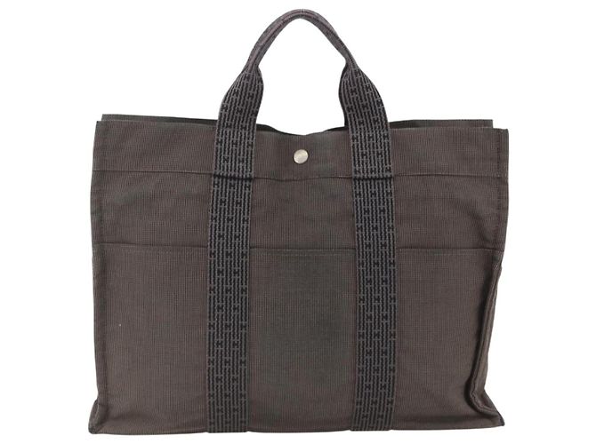 Hermès HERMES Handtasche Her Line MM Canvas Grau Silber Auth BAZ866 Braun - Ansicht 3