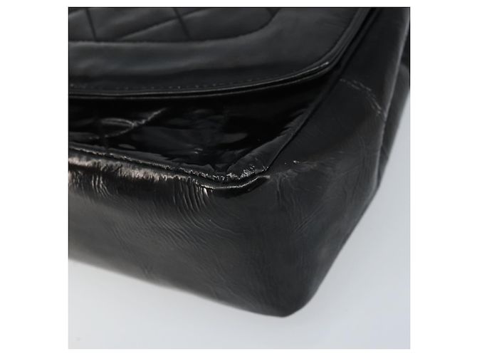 CHANEL Diana 25 Borsa a Catena Matelassé Pelle Verniciata Nera Oro CC Auth bs34314 - vista 10