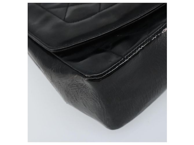 CHANEL Diana 25 Borsa a Catena Matelassé Pelle Verniciata Nera Oro CC Auth bs34314 - vista 11