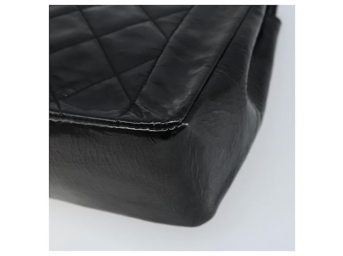 CHANEL Diana 25 Borsa a Catena Matelassé Pelle Verniciata Nera Oro CC Auth bs34314 - vista 12