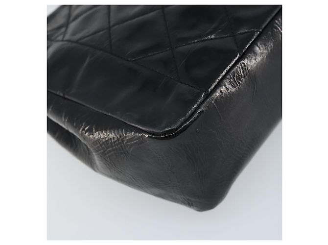CHANEL Diana 25 Borsa a Catena Matelassé Pelle Verniciata Nera Oro CC Auth bs34314 - vista 13