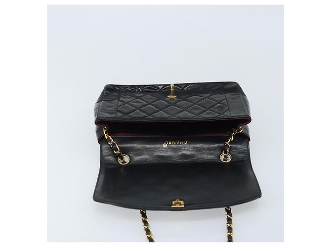 CHANEL Diana 25 Borsa a Catena Matelassé Pelle Verniciata Nera Oro CC Auth bs34314 - vista 15