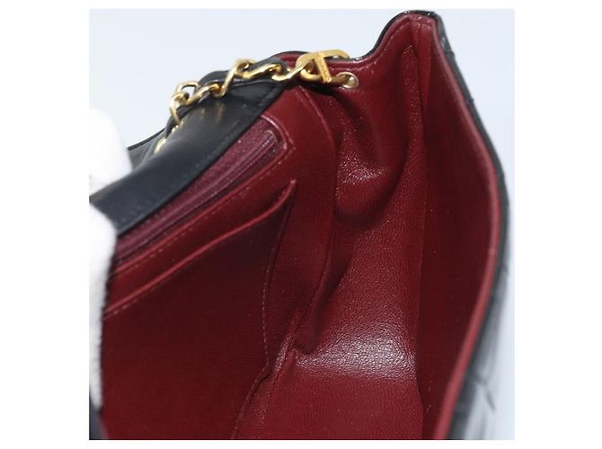 CHANEL Diana 25 Borsa a Catena Matelassé Pelle Verniciata Nera Oro CC Auth bs34314 - vista 18