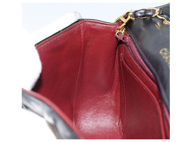 CHANEL Diana 25 Borsa a Catena Matelassé Pelle Verniciata Nera Oro CC Auth bs34314 - vista 19