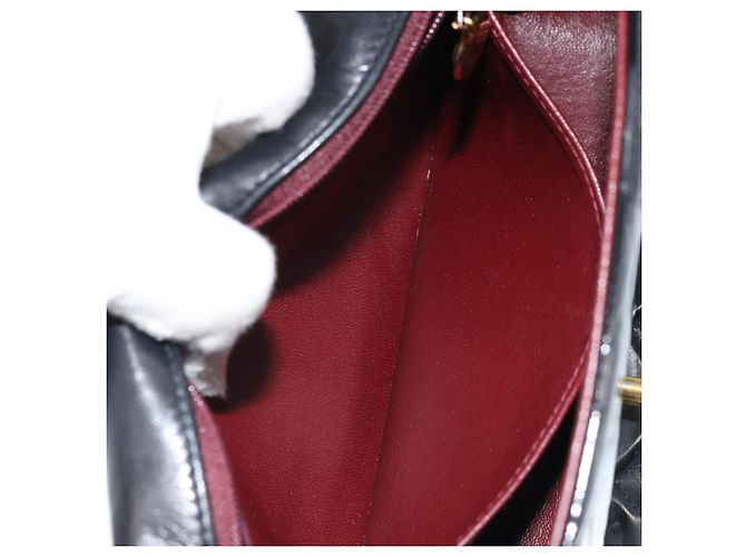 CHANEL Diana 25 Borsa a Catena Matelassé Pelle Verniciata Nera Oro CC Auth bs34314 - vista 22