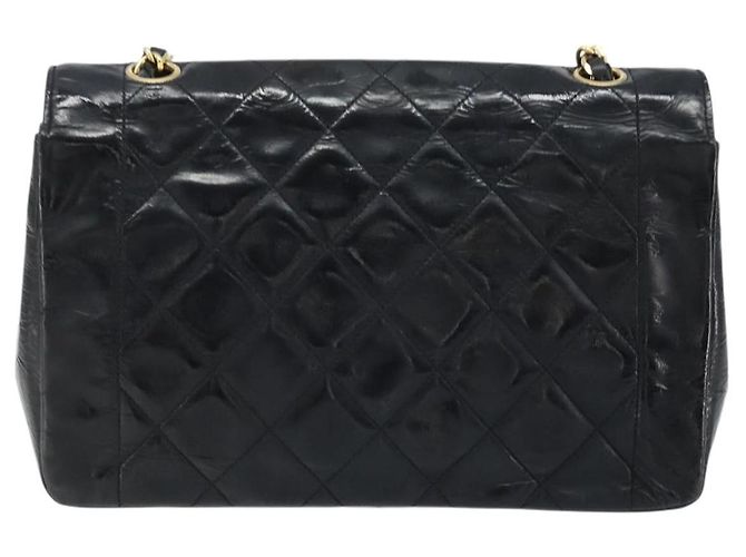 CHANEL Diana 25 Borsa a Catena Matelassé Pelle Verniciata Nera Oro CC Auth bs34314 - vista 3