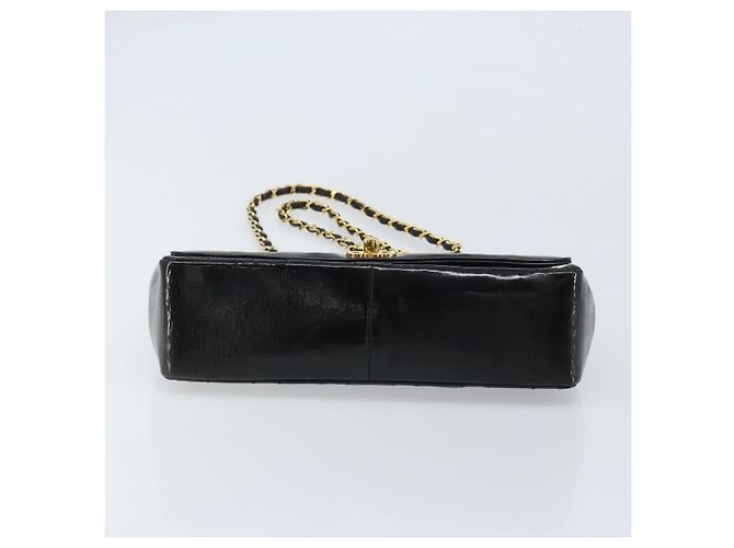 CHANEL Diana 25 Borsa a Catena Matelassé Pelle Verniciata Nera Oro CC Auth bs34314 - vista 9
