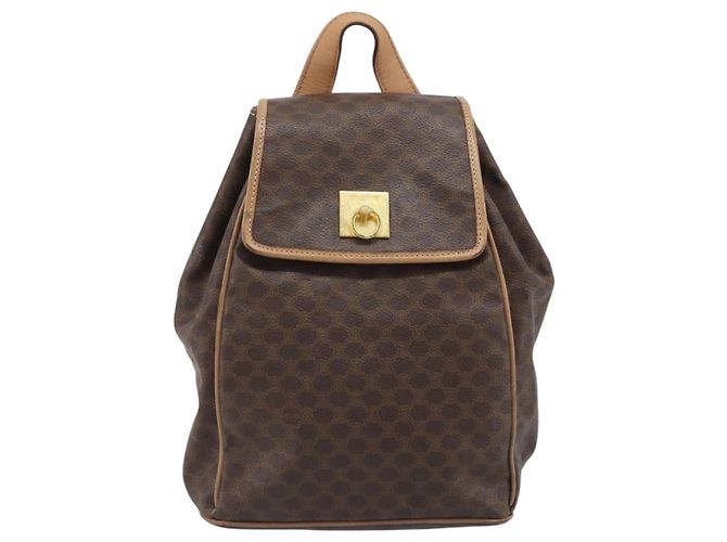 Céline CELINE Macadam Canvas Backpack PVC Leather Brown Gold Auth SW2219 Golden - view 2