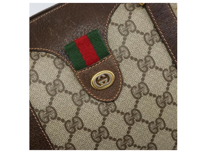 Borsa Boston in PVC beige e oro della linea Sherry GG Supreme di GUCCI 40 02 007 Auth mr2206 D'oro - vista 14