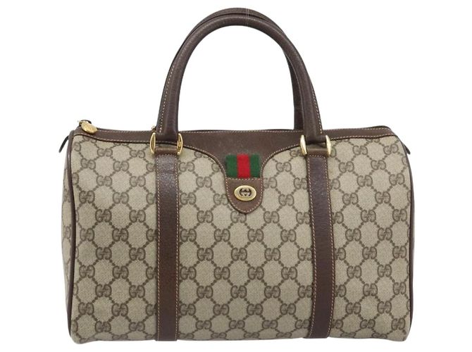 Borsa Boston in PVC beige e oro della linea Sherry GG Supreme di GUCCI 40 02 007 Auth mr2206 D'oro - vista 2
