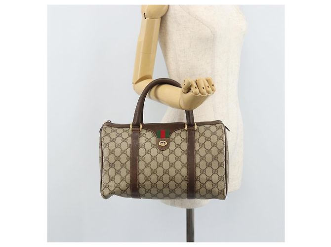 Borsa Boston in PVC beige e oro della linea Sherry GG Supreme di GUCCI 40 02 007 Auth mr2206 D'oro - vista 23