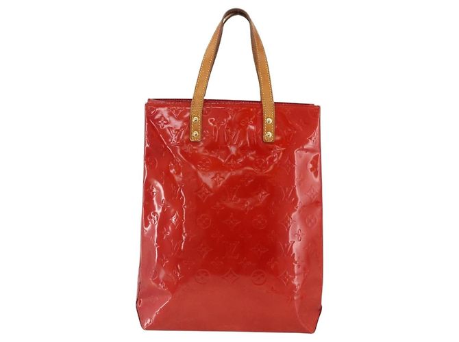 LOUIS VUITTON Monogram Vernis Reade MM Borsa a Mano Rossa M91086 LV Auth BAZ846 Rosso - vista 13
