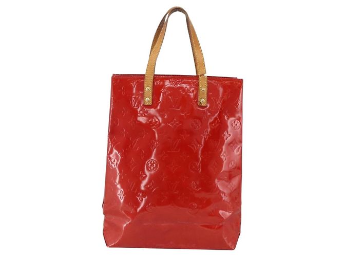 LOUIS VUITTON Monogram Vernis Reade MM Borsa a Mano Rossa M91086 LV Auth BAZ846 Rosso - vista 2