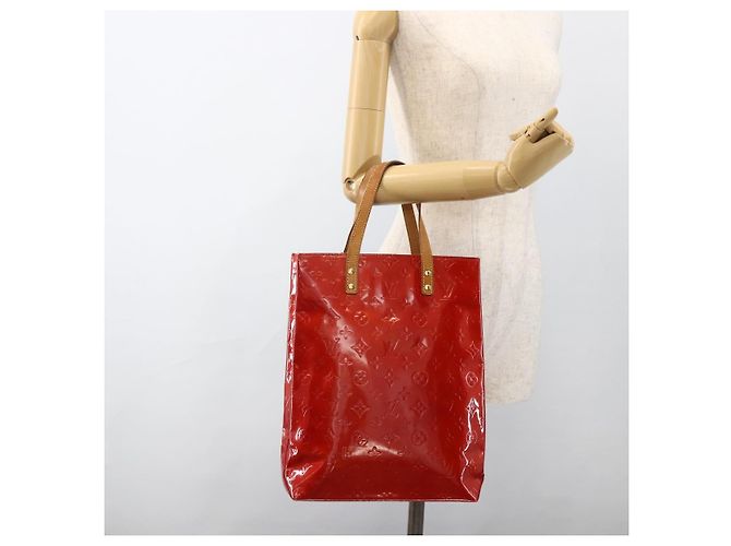 LOUIS VUITTON Monogram Vernis Reade MM Borsa a Mano Rossa M91086 LV Auth BAZ846 Rosso - vista 22