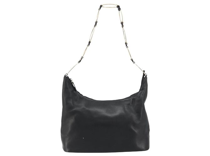 Borsa a Spalla in Pelle Nera e Oro GUCCI 001 1998 1805 Auth bs34225 Nero D'oro - vista 2
