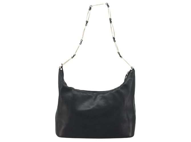 Borsa a Spalla in Pelle Nera e Oro GUCCI 001 1998 1805 Auth bs34225 Nero D'oro - vista 3