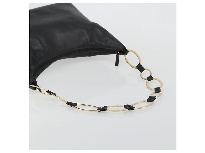 Borsa a Spalla in Pelle Nera e Oro GUCCI 001 1998 1805 Auth bs34225 Nero D'oro - vista 7