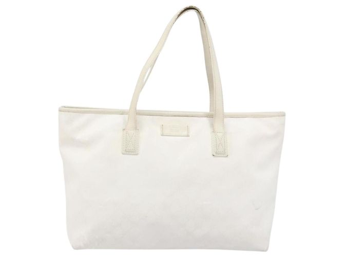 Borsa tote in PVC bianco e argento GG Implementation di GUCCI 211137 Auth 174563 - vista 2