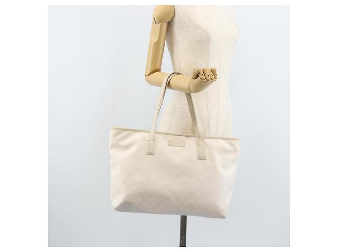 Borsa tote in PVC bianco e argento GG Implementation di GUCCI 211137 Auth 174563 - vista 22
