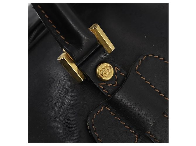 Borsa Boston Micro GG Canvas Gucci Nera Oro Auth 174104 Nero D'oro - vista 14