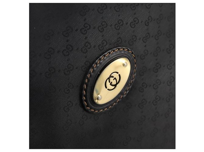 Borsa Boston Micro GG Canvas Gucci Nera Oro Auth 174104 Nero D'oro - vista 15