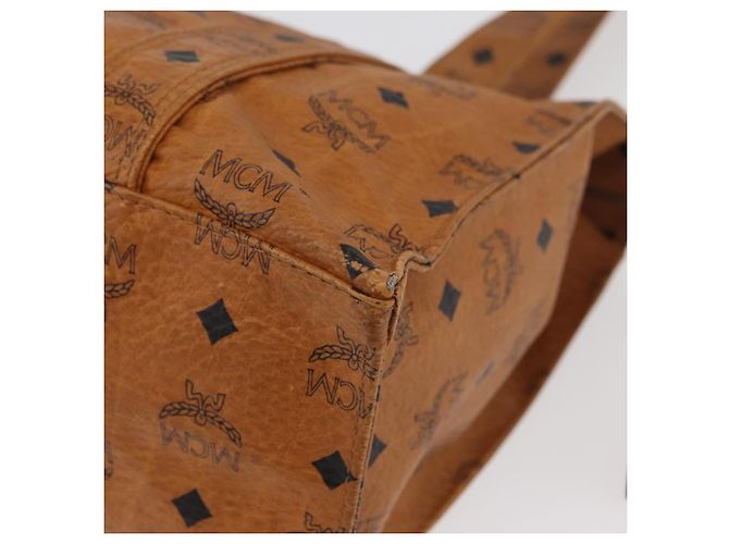Bolso Tote Vicetos Logogram MCM de cuero PVC marrón y dorado Auth 166783 Castaño - vista 11