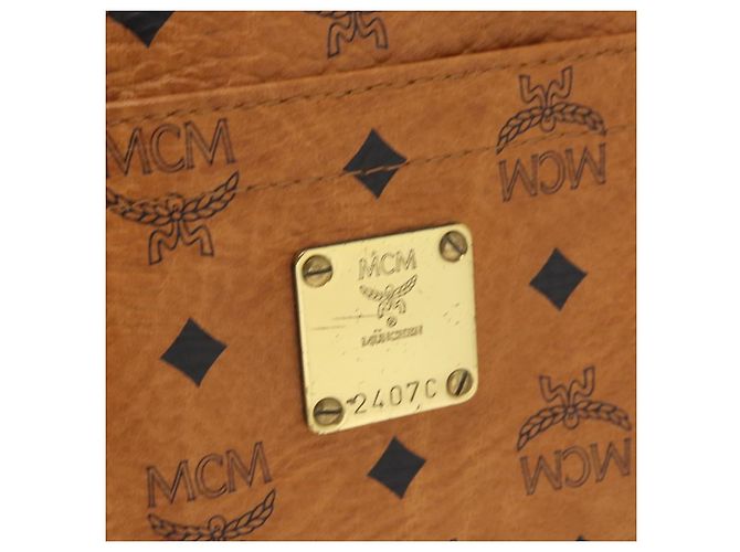 Bolso Tote Vicetos Logogram MCM de cuero PVC marrón y dorado Auth 166783 Castaño - vista 15