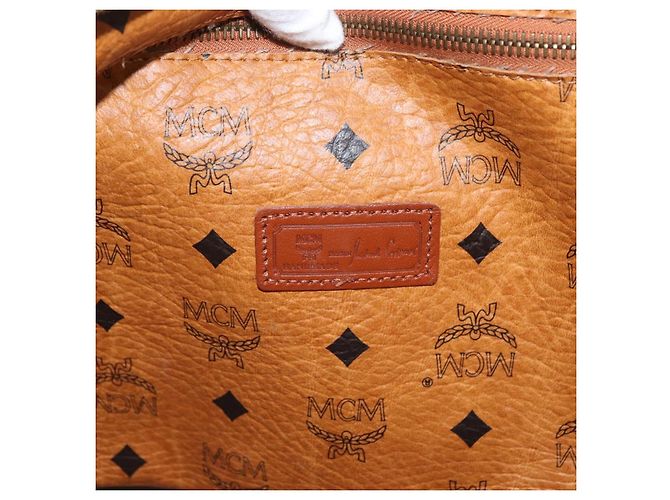 Bolso Tote Vicetos Logogram MCM de cuero PVC marrón y dorado Auth 166783 Castaño - vista 16