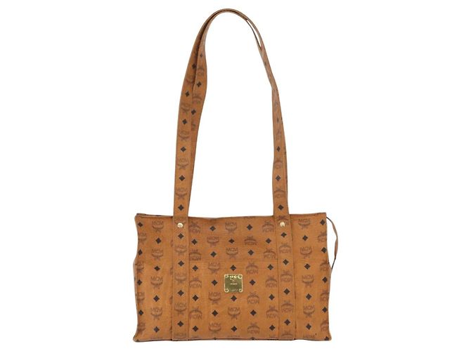 Bolso Tote Vicetos Logogram MCM de cuero PVC marrón y dorado Auth 166783 Castaño - vista 2