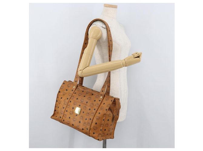 Bolso Tote Vicetos Logogram MCM de cuero PVC marrón y dorado Auth 166783 Castaño - vista 22