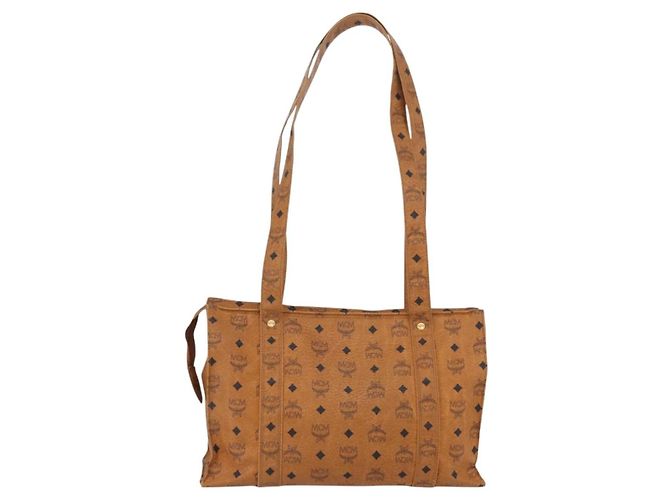 Bolso Tote Vicetos Logogram MCM de cuero PVC marrón y dorado Auth 166783 Castaño - vista 3