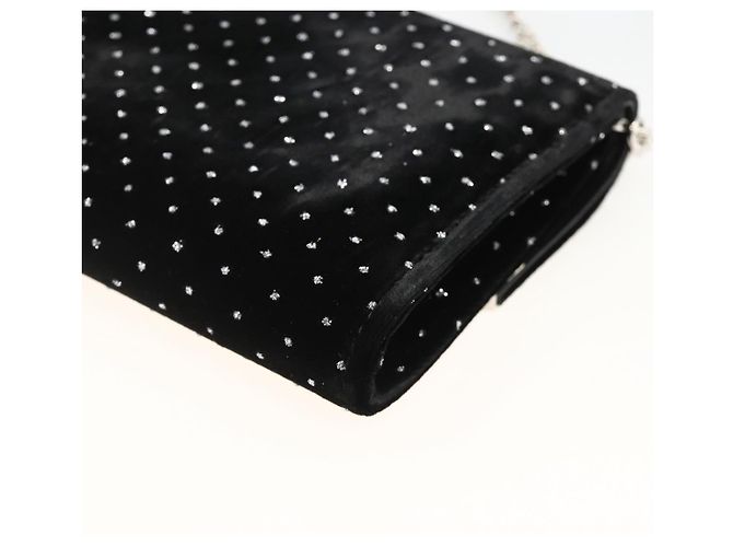 Borsa a Spalla a Catena in Velluto Nero e Argento Jimmy Choo Auth BA12020A - vista 12