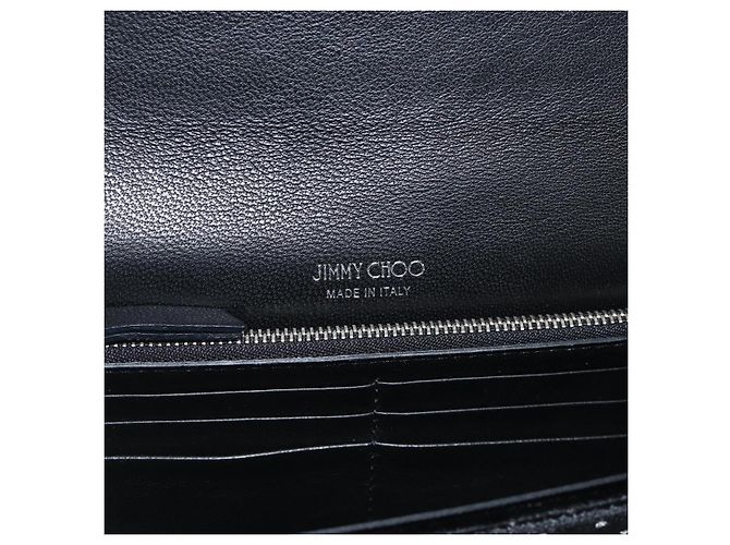Borsa a Spalla a Catena in Velluto Nero e Argento Jimmy Choo Auth BA12020A - vista 16