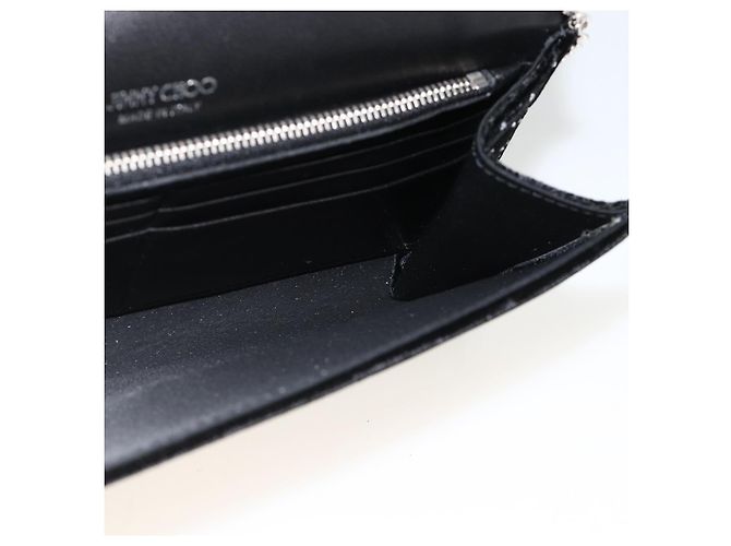 Borsa a Spalla a Catena in Velluto Nero e Argento Jimmy Choo Auth BA12020A - vista 18