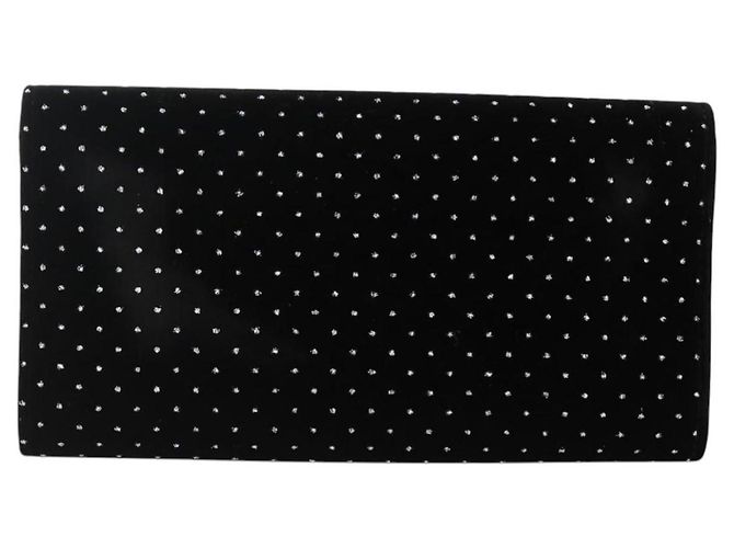 Borsa a Spalla a Catena in Velluto Nero e Argento Jimmy Choo Auth BA12020A - vista 3