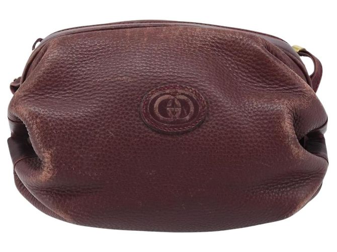 Bolso de Hombro de Cuero Burdeos Gucci Oro 007 115 5770 Auth BA11806 Dorado - vista 2
