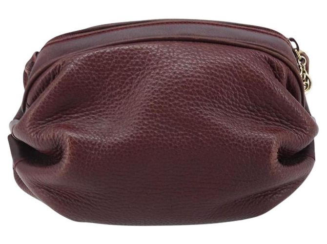 Bolso de Hombro de Cuero Burdeos Gucci Oro 007 115 5770 Auth BA11806 Dorado - vista 3