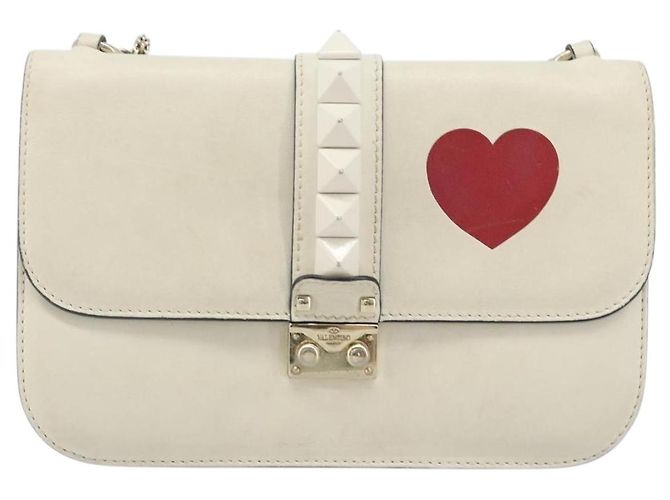 VALENTINO Borsa a Spalla con Catena Pelle Bianca Oro Auth bs34199 Bianco D'oro - vista 13