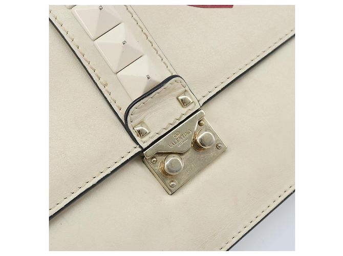 VALENTINO Borsa a Spalla con Catena Pelle Bianca Oro Auth bs34199 Bianco D'oro - vista 18